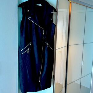 Strech fabric dark blue  long sipper